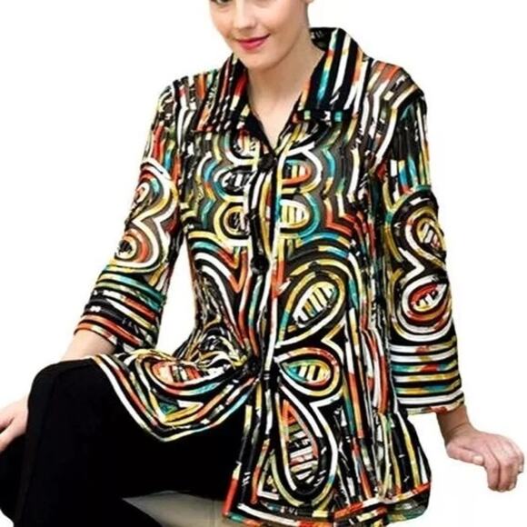 Damee Inc. Butterfly Pattern‎ Swing Jacket/Overblouse Sz L - Picture 3 of 8